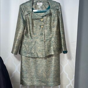 EY Signature  Green and Gold Metallic  Two-Piece Suit